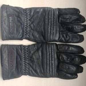 Olympia Black Leather Motorcycle Gloves Size Large